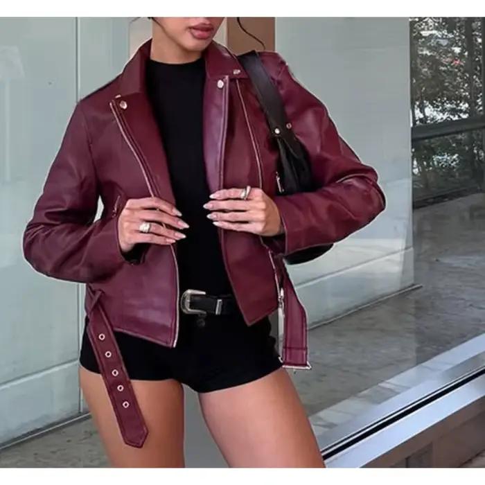 Veste courte de couleur unie pour femmes