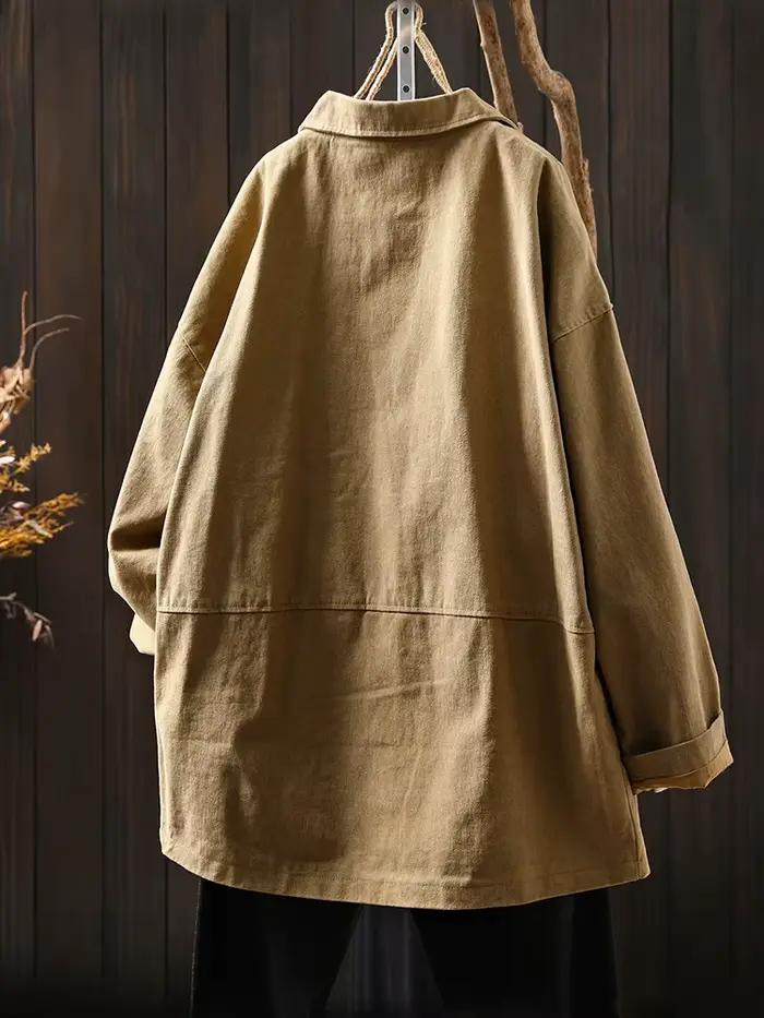 Haute qualité femmes décontracté manteaux sur mesure nouveauté 2025 automne Style Vintage couleur unie ample femme coton vêtements d'extérieur M1895
