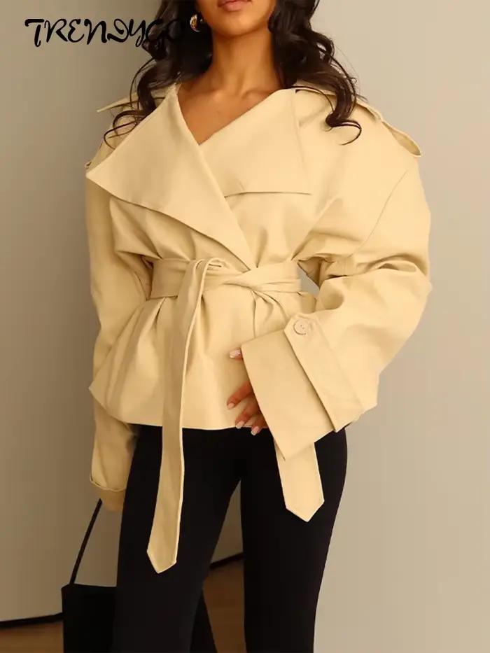 Manteau court trench pour femme