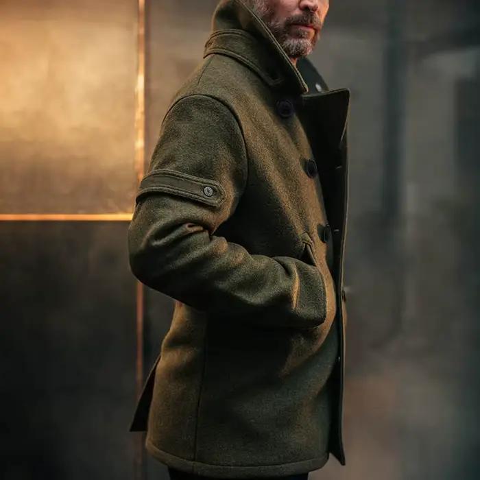 Manteau HOMAGROW pour hommes en coton polyester décontracté avec col rabattu pour l'automne et l'hiver occassions quotidiennes et spéciales
