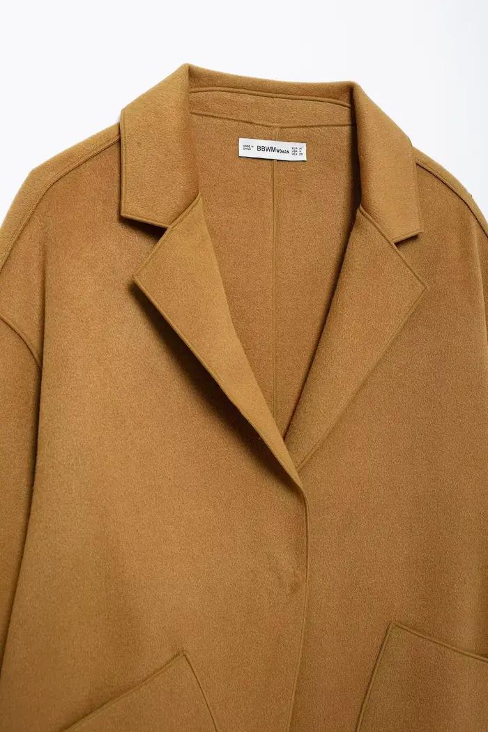 Manteau d'automne mi-long décontracté élégant pour femme avec motif Vichy et poches latérales occasions spéciales Shibashan