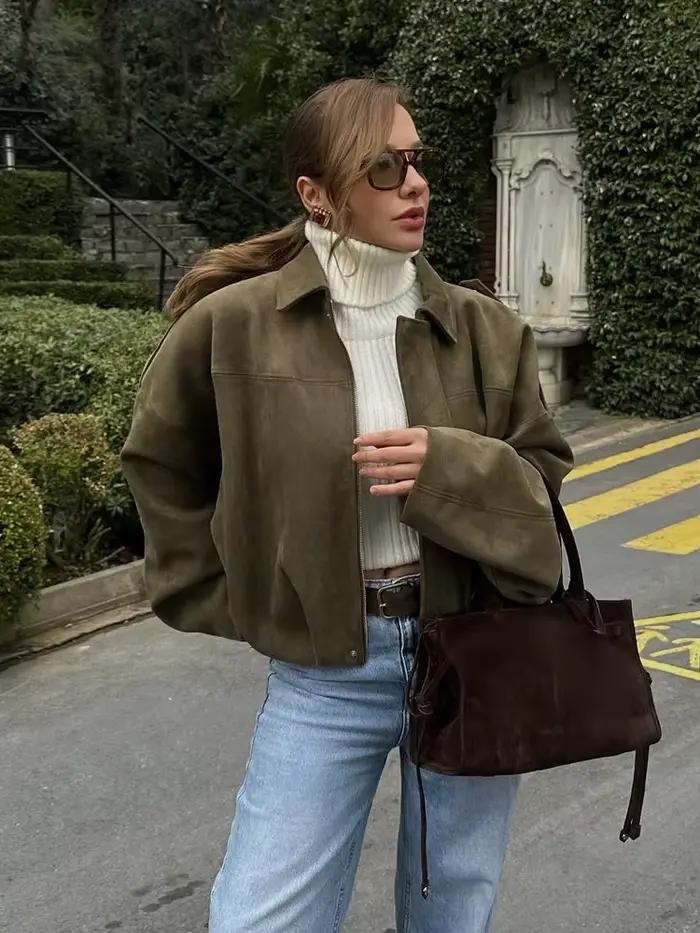 HH – veste Texture en daim pour femmes