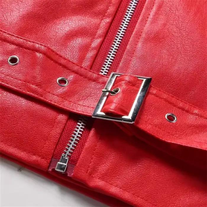 Veste d'affaires décontractée en simili cuir rouge pour hommes