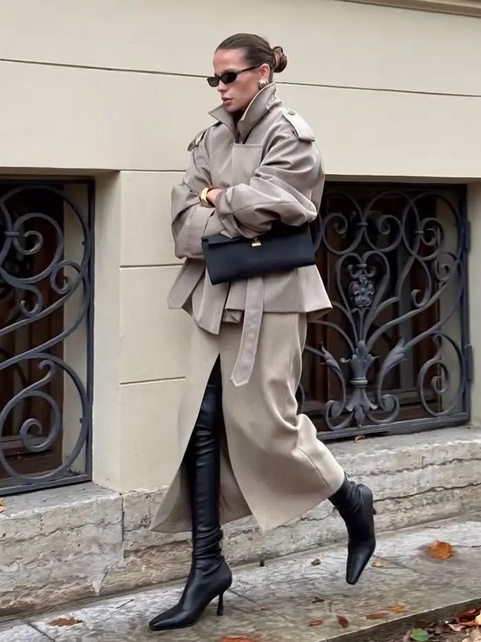 Trench-Coat court à lacets pour femme
