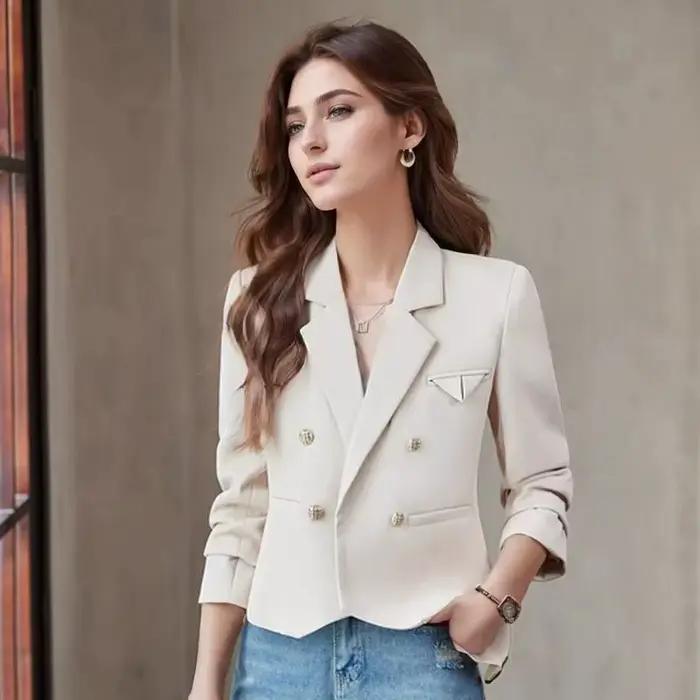 Femmes manteau court printemps printemps automne costume 2025 nouvelle mode coréenne à manches longues Chic recadrée Blazers femme veste décontracté bureau