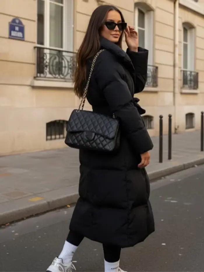 2025 hiver nouvelles femmes à capuche Long manteau épais chaud à lacets coton bouffant Parka femme pardessus imperméable banlieue rue manteaux