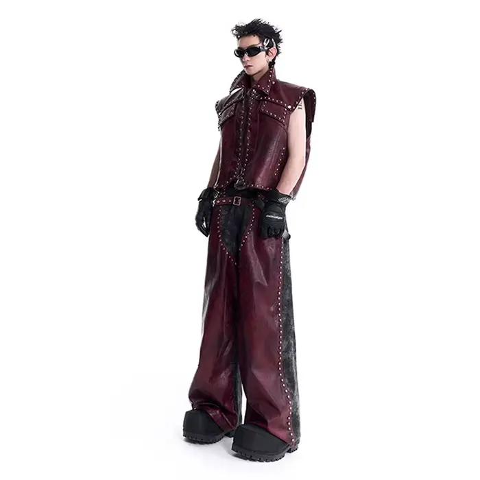 Gilet de motard en cuir pour hommes