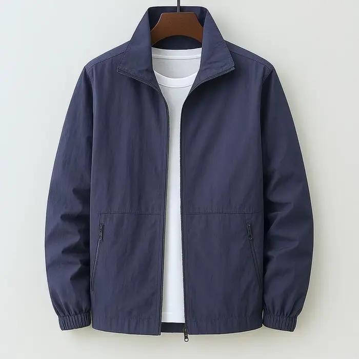 Nouveau 2025 hommes printemps automne col montant veste mince décontracté imperméable vêtements d'extérieur élégant mâle mode manteau costume vestes