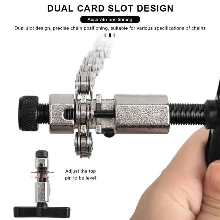 Séparateur de chaîne de vélo, dissolvant de goupille de chaîne de vélo avec disjoncteur de rechange, extracteur de chaînes, dispositif de coupe, accessoires