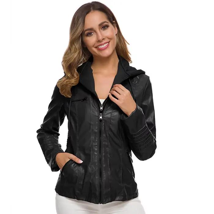 Veste en simili cuir pour femmes