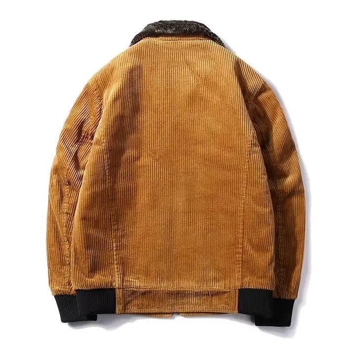 Coupe-vent thermique en velours côtelé pour hommes avec col en fourrure, vestes décontractées pour hommes, vêtements d'extérieur chauds, grande taille, hiver, nouveau