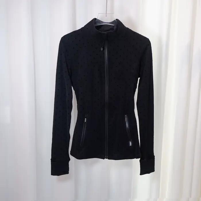 Veste à pois floquée LULU FLORA élégante veste à col montant et manches longues sport et yoga nylon séchage rapide et respirante