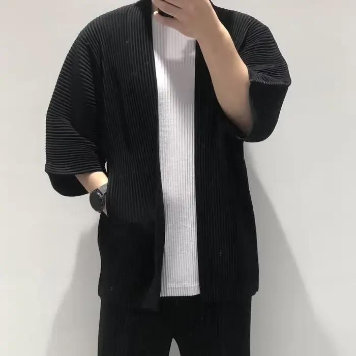 Miyake veste plissée hommes Cardigan japonais 2025 printemps et été nouveau plissé hommes ample grands Yards veste cent hauts amples
