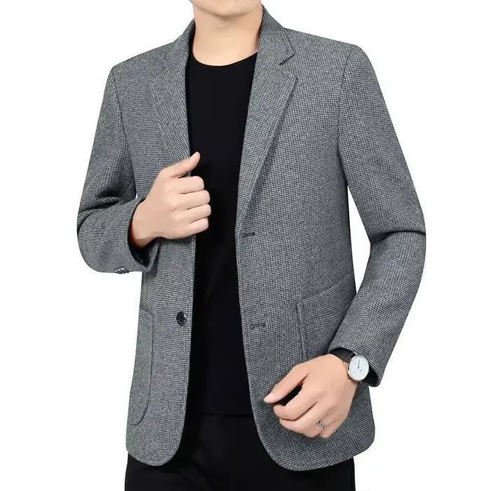 Veste de Costume Homme Tendance, Blazer Vintage à Simple Boutonnage, Manches Longues, Poches, Col Rabattu, Confortable et Polyvalent