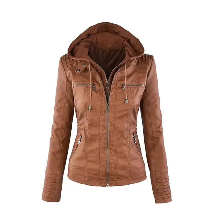 Veste en simili cuir pour femmes