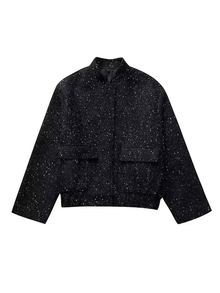 Veste à paillettes brillantes pour femmes