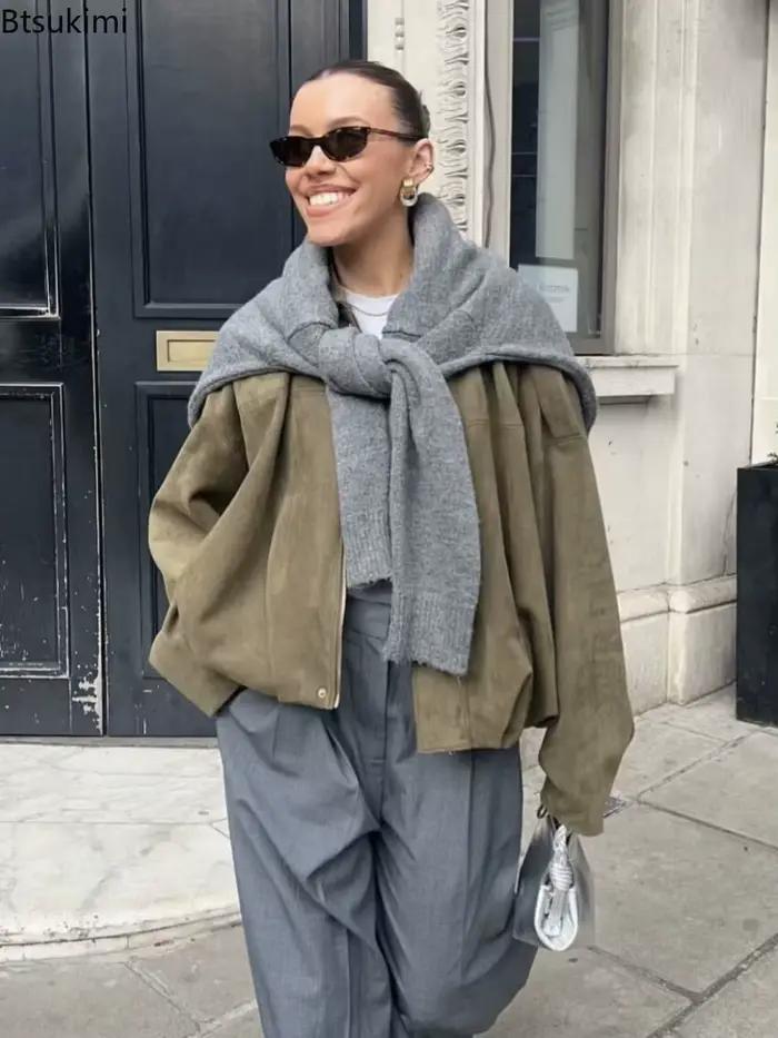 Veste en daim unie pour femme