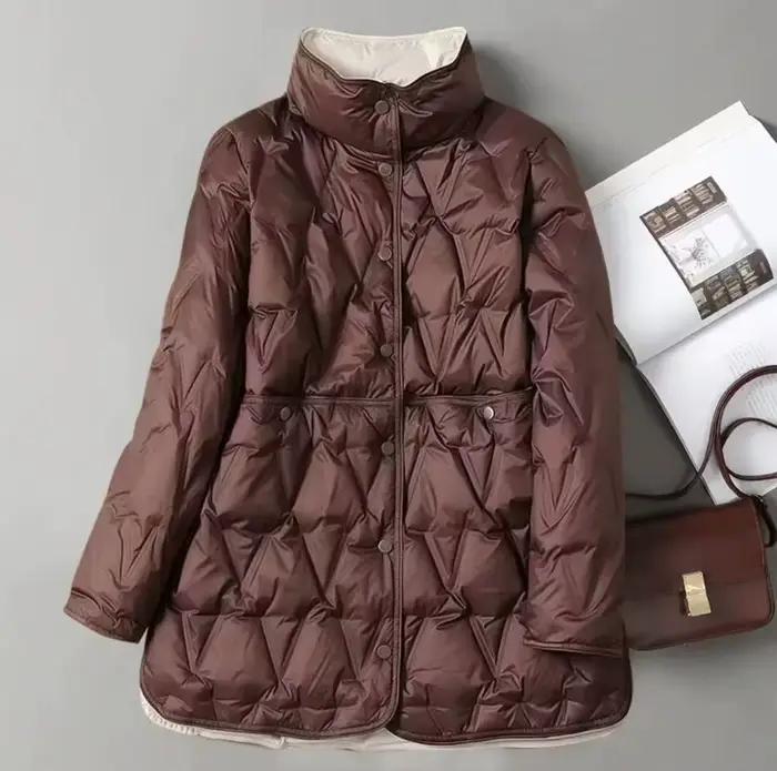 2025 automne/hiver nouvelle doudoune légère pour femme mi-longue Double face Design de mode grande taille s-5XL