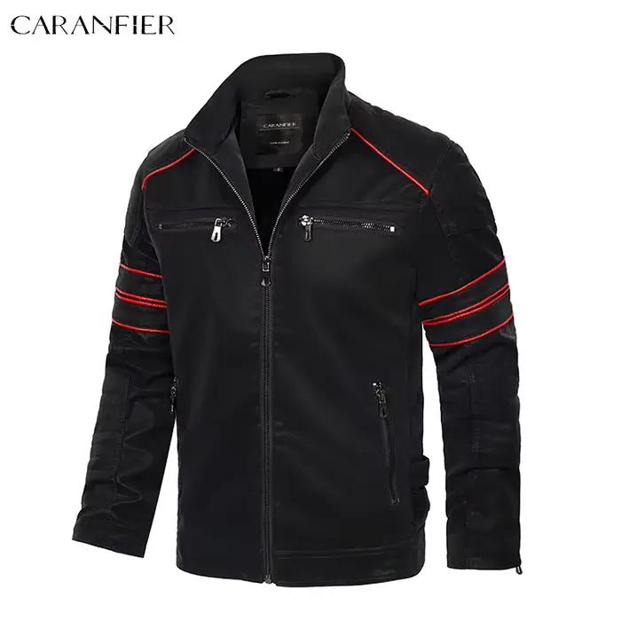 Veste en cuir délavée pour homme