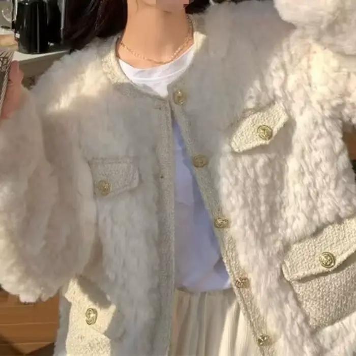 Manteau épais en laine d'agneau pour femmes