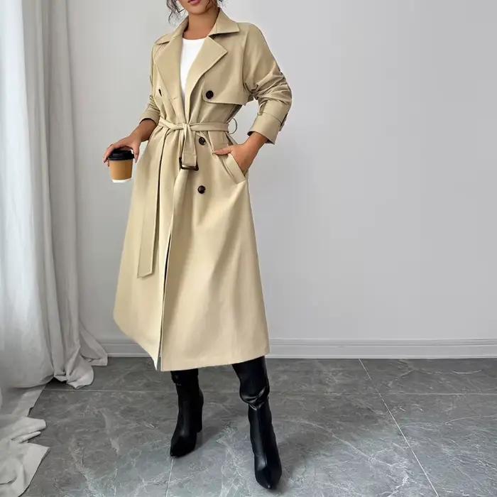 Trench-Coat élégant à lacets et boutons