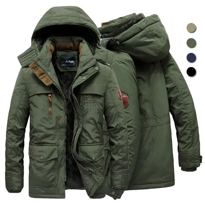 Militaire épais chaud à capuche coupe-vent hommes veste d'hiver doublure polaire extérieur Parka manteau vêtements d'extérieur grande taille 6XL multi-poches