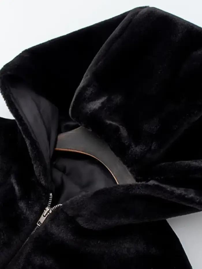 Veste à capuche en fausse fourrure pour femme