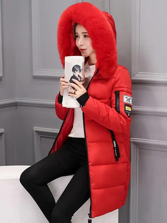 Parka à Capuche avec Col en Fourrure pour Femme