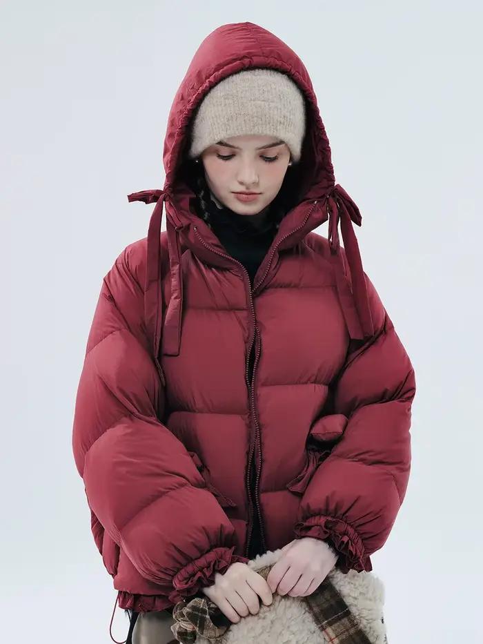 IMAKOKONI design original hiver chaud épais à manches longues à capuche fermeture éclair doudoune pour les femmes 234374