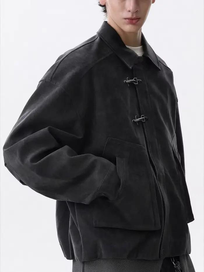 Veste en cuir suédé Vintage pour hommes