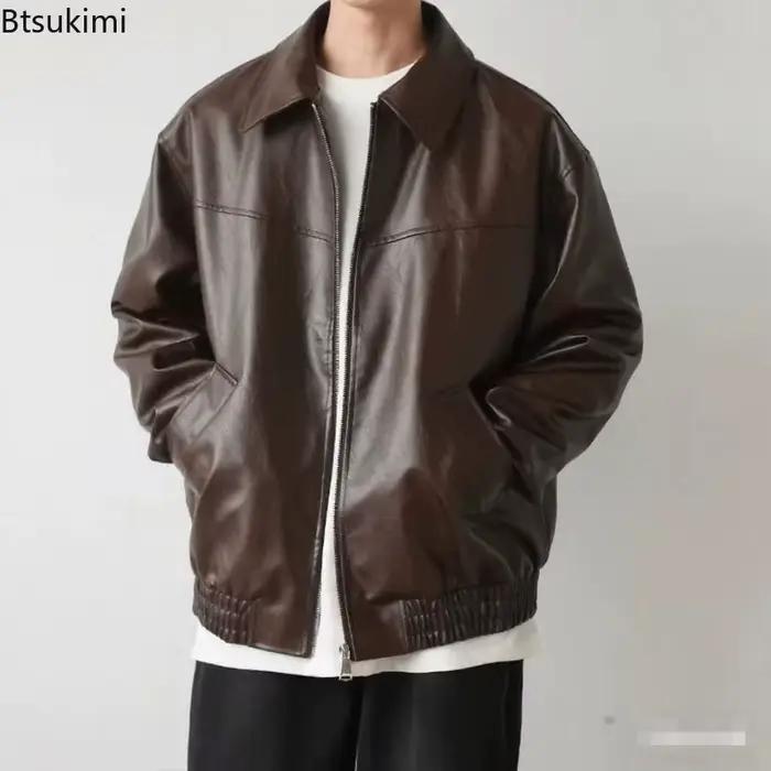 Veste en simili cuir pour hommes