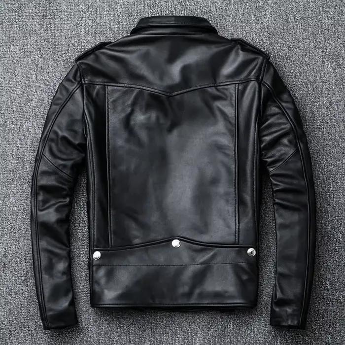 Veste en cuir de mouton naturel pour hommes, veste de moto noire douce, vêtements de moto, manteau court Slim pour motocycliste, printemps et automne