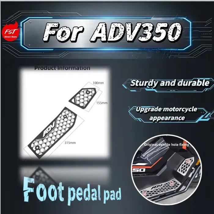 Repose-pieds pour moto ADV350, en acier inoxydable, antidérapant, résistant à l'usure, tapis décoratif, pièces détachées