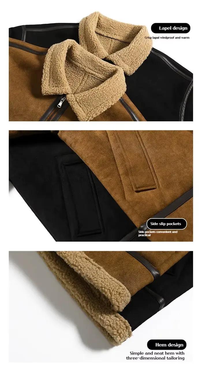 Nouvelle veste en cuir suédé pour hommes manteau d'hiver