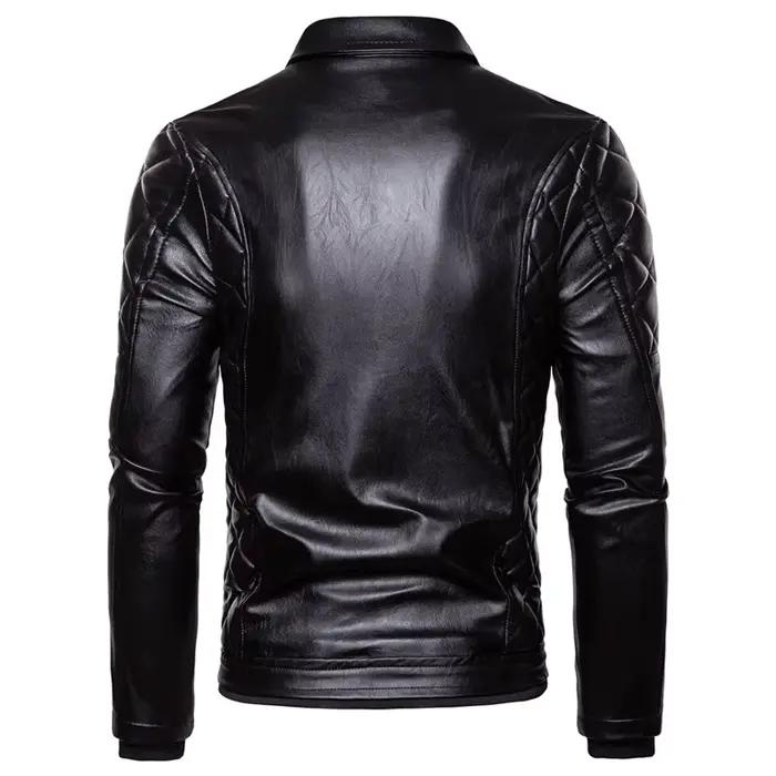 Nouveau hiver polaire Moto veste en cuir hommes rabattu col de fourrure coupe ajustée chaud PU Bomber vestes manteaux