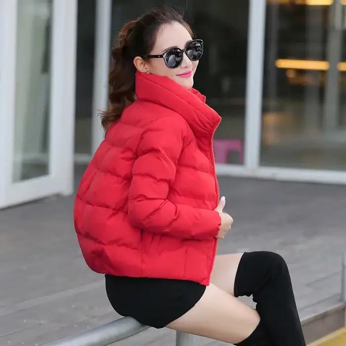 Manteau rouge matelassé rembourré de duvet de canard pour femmes style coréen hiver automne extérieur Harajuku vestes courts occasions spéciales