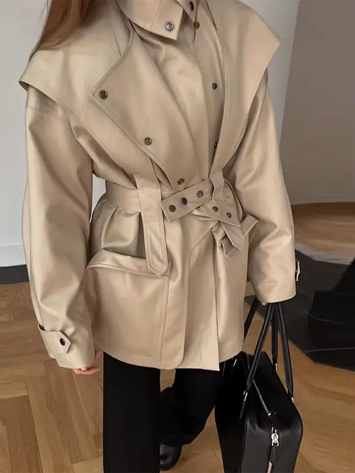 Trench-Coat mi-long kaki pour femmes