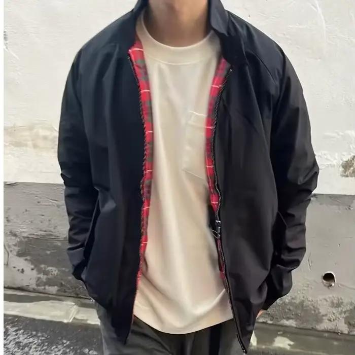 Veste décontractée tendance de style américain, vêtement de travail rétro kaki, col montant, coupe-vent pour moto, vêtements d'extérieur pour homme printemps-automne