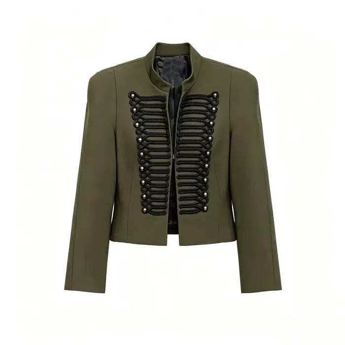 Veste Courte Femme Blazer avec Décoration Tressée et Boutons Dorés Épaulettes – Collection Printemps 2026