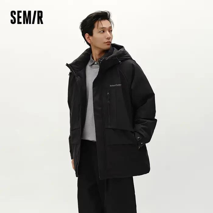 Semir doudoune hommes mi-longue à capuche Sport Colorblock 2025 hiver homme vêtements