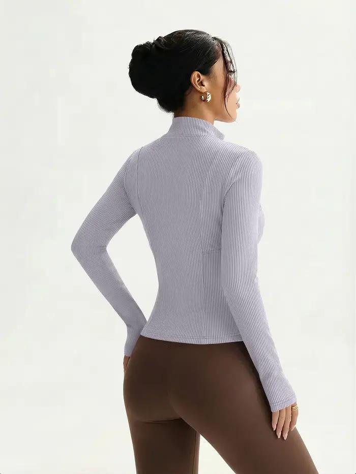 Veste polyvalente en tricot côtelé à fermeture éclair intégrale