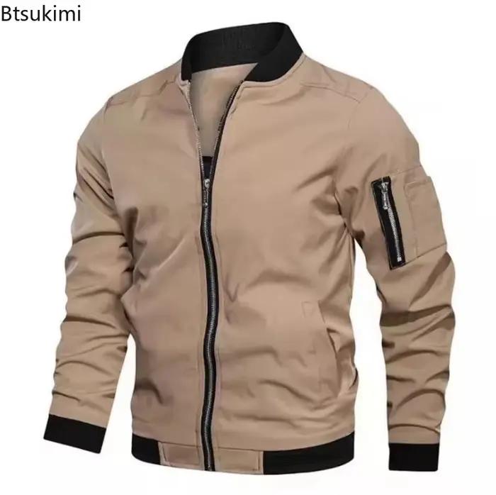 Blouson Bomber Homme 2026 – Nouvelle Collection Printemps-Automne – Col Montant Tendance – Veste Baseball Décontractée