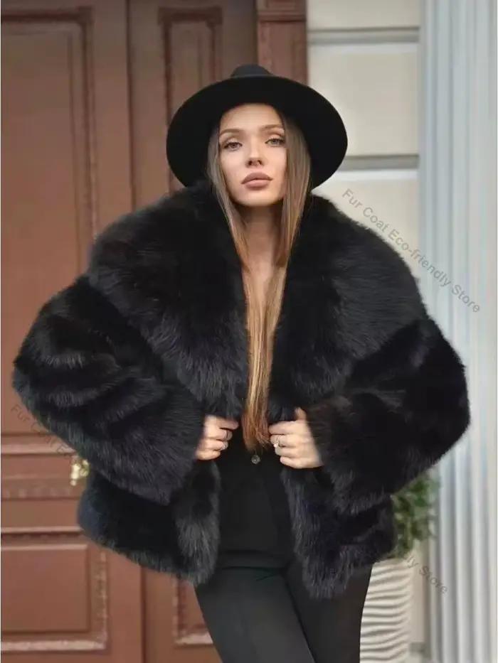 Manteau en fourrure écologique pour femme