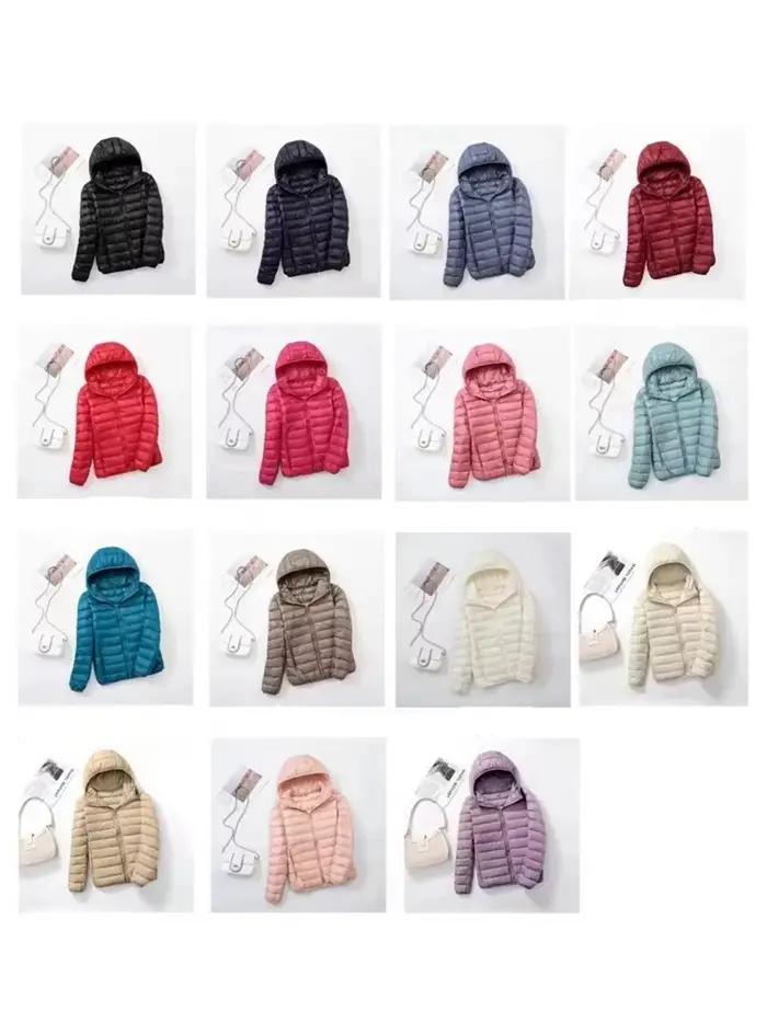 Doudoune ultra légère à capuche pour femme, duvet de canard blanc, coupe-vent chaud, design décontracté, multiple tailles et couleurs, pour toutes les saisons