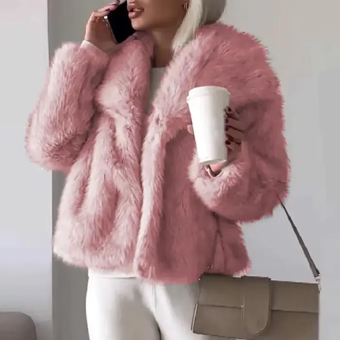 Veste courte femme manteau de fourrure moelleuse artificielle femmes haute rue fausse