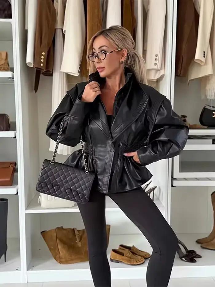Veste en cuir pour femme