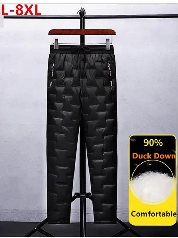 Pantalon en duvet de canard pour hommes, ouaté d'extérieur, hiver 8XL 7XL 6XL, survêtement chaud, imperméable, thermique, grande taille, vêtements résistants au froid