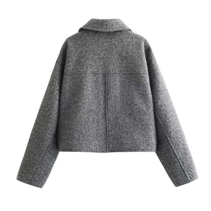 MUJER Tweed recadrée vestes pour femmes Zip Bomber veste femme à manches longues