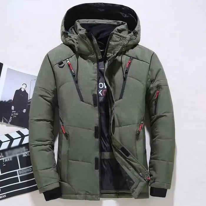 Doudoune homme hiver à capuche détachable, polyester, duvet de canard blanc, design décontracté pour homme, automne et hiver, voyages