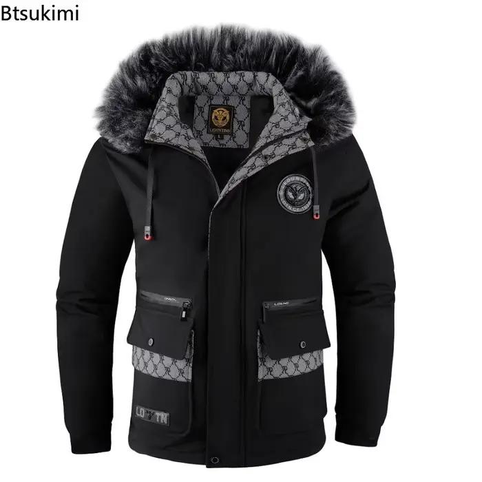Hiver hommes à capuche col de fourrure manteaux d'hiver doudoune de haute qualité mâle plus épais coupe-vent chaud Parkas Hombre vestes décontractée